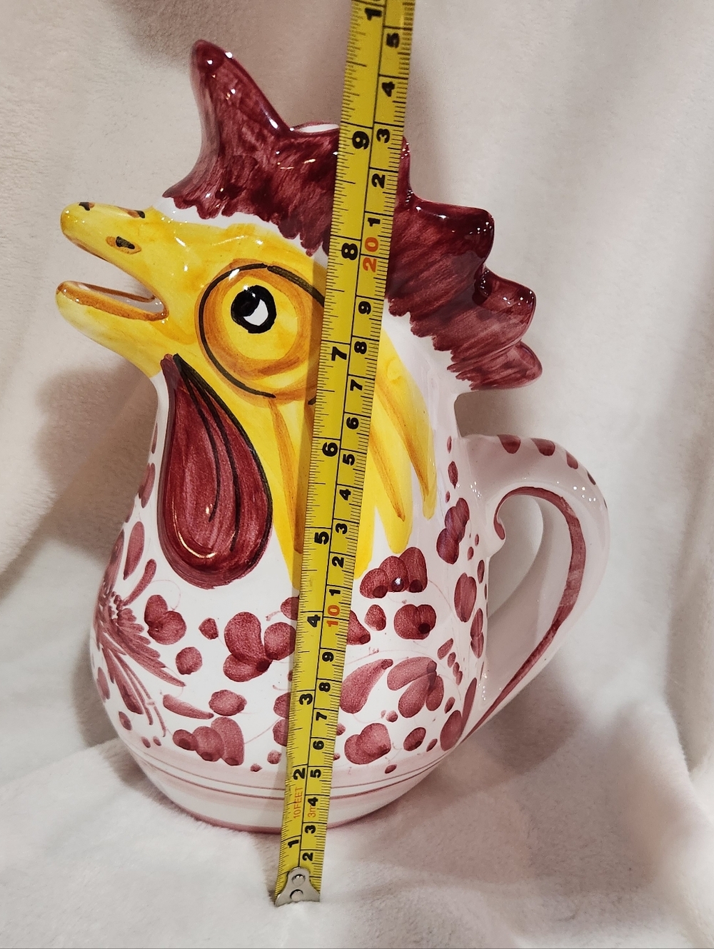 Hand Painted Ceramic Rooster Pitcher, New - Picture 9 of 9